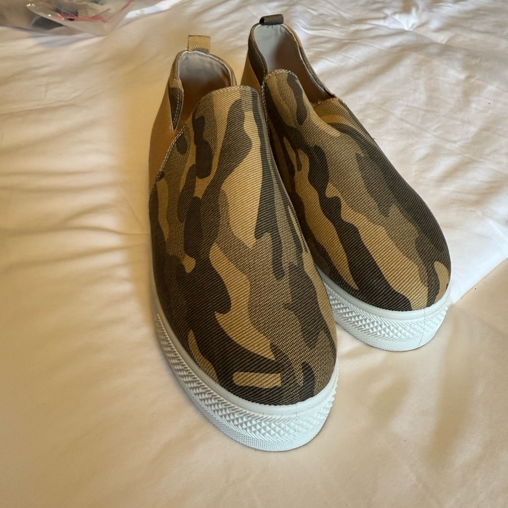 Outwoods Brown and White Camo Slip On Sneakers Never Worn